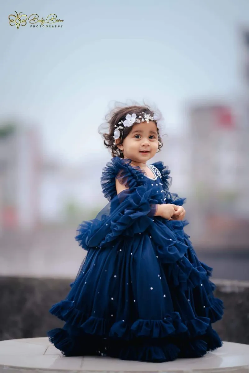 Girls' AC Net Party Dress with Bead Work, Ages 3 to 12