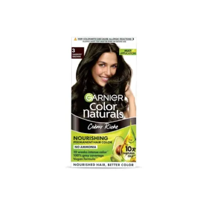 Garnier Color Naturals Creme Riche পার্মানেন্ট হেয়ার কালার, 3 Darkest Brown 35ml+30g