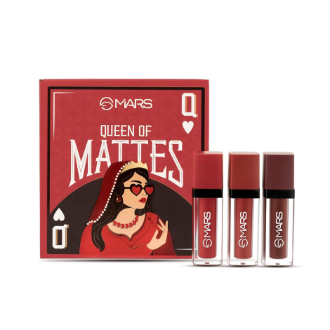 Mars Queen Of Mattes তিনটি লিকুইড লিপস্টিকের সেট - 01 Reds And Maroons