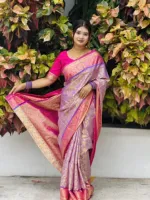 Kanjivaram Silk Saree with Zari Buti, 12 Haath, 2 Colours