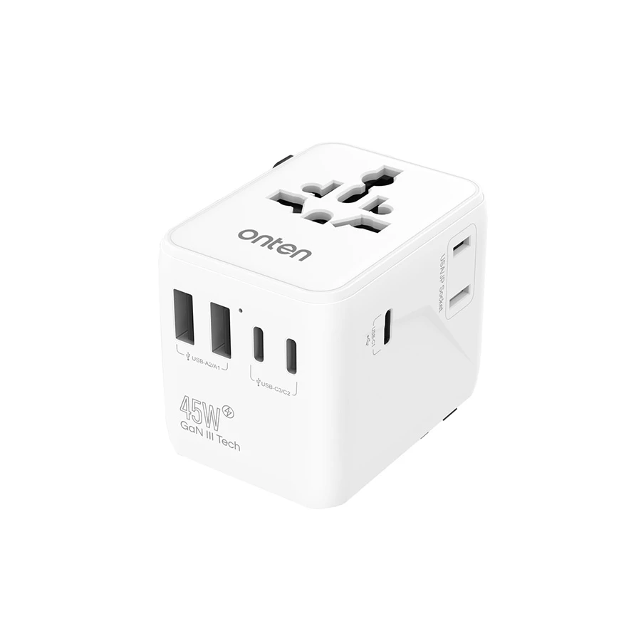 Onten OTN-CW83 45W Dual USB & Tri USB-C Universal Travel Charger White
