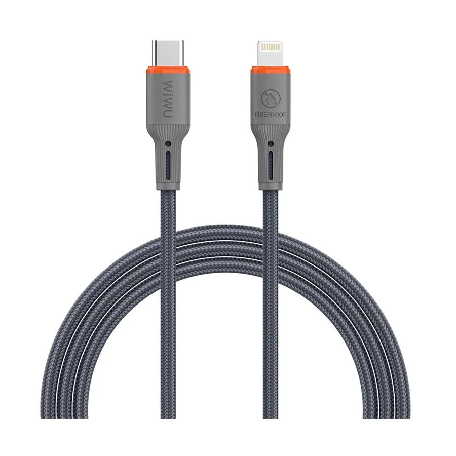 WiWU FlameGuard Wi-C097 27W USB-C to Lightning Cable 1.2 Meter Gray