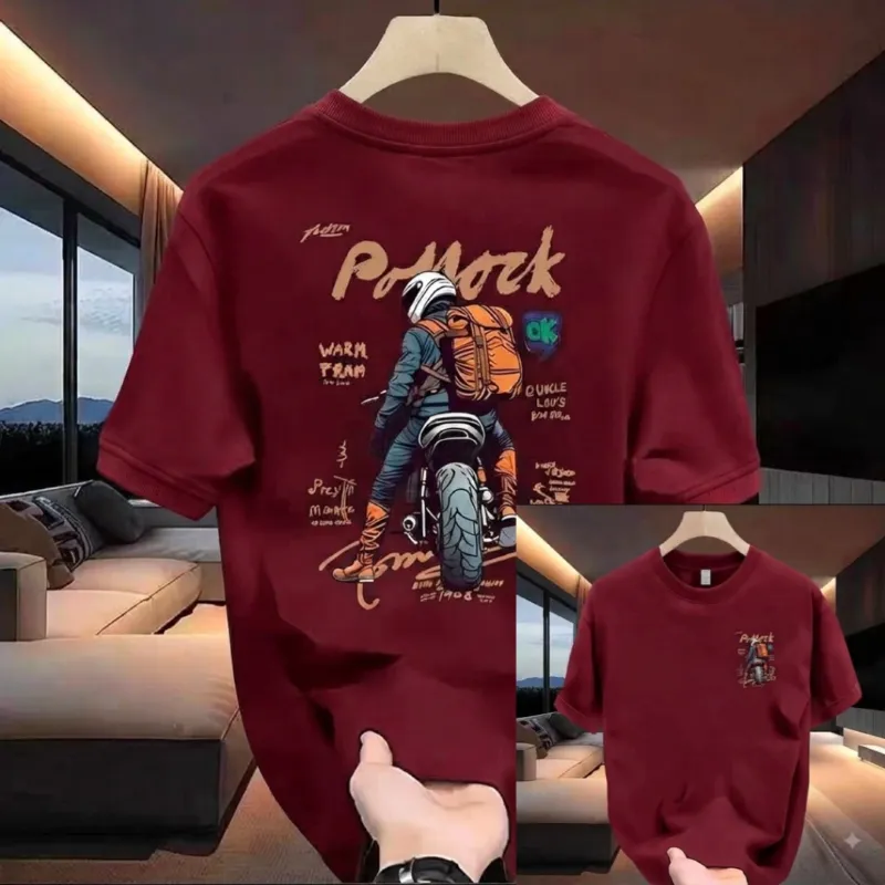 Printed Drop Shoulder T-Shirt for Men, Cotton-Polyester, 6 Colours