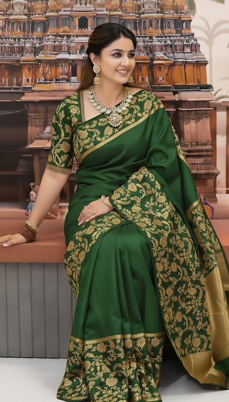 রূপকথা কাতান সিল্ক শাড়ি, বুটিক ডিজাইন ও ব্লাউজ পিসসহ