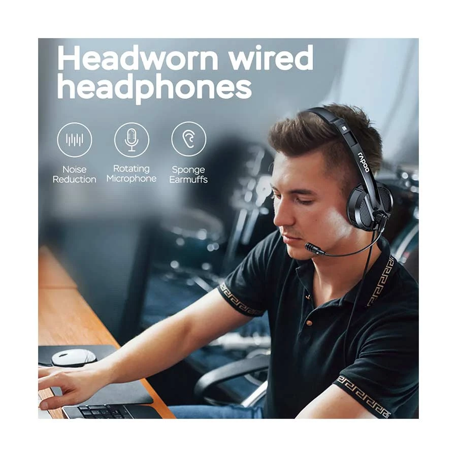 Rapoo H101 Black Wired Stereo Headphone