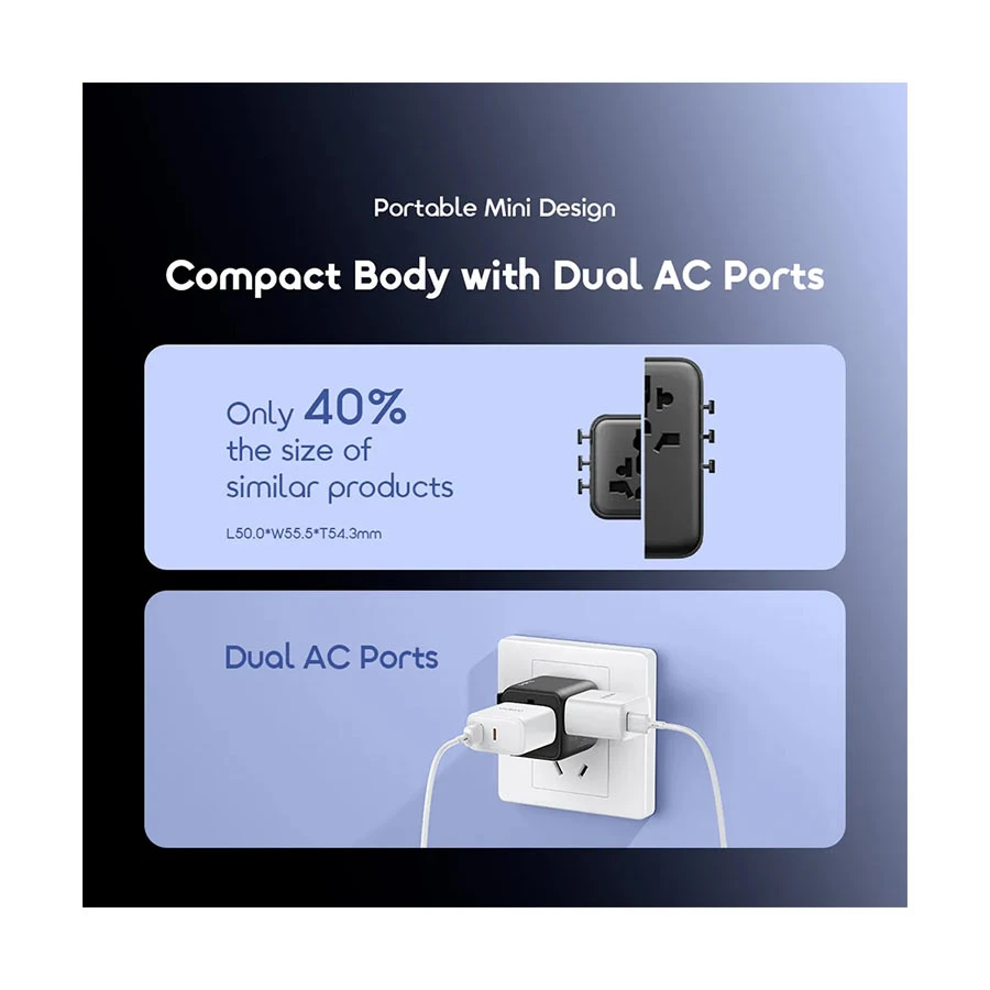 Oraimo PowerOmni 251 Black Universal Travel Adapter (EU, UK, AU, US)