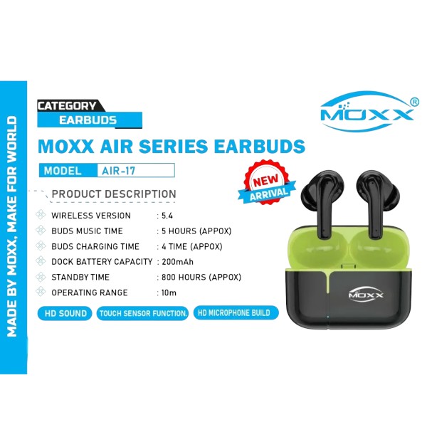 MOXX Air Series AIR-17 লাইটওয়েট ওয়্যারলেস ইয়ারবাডস