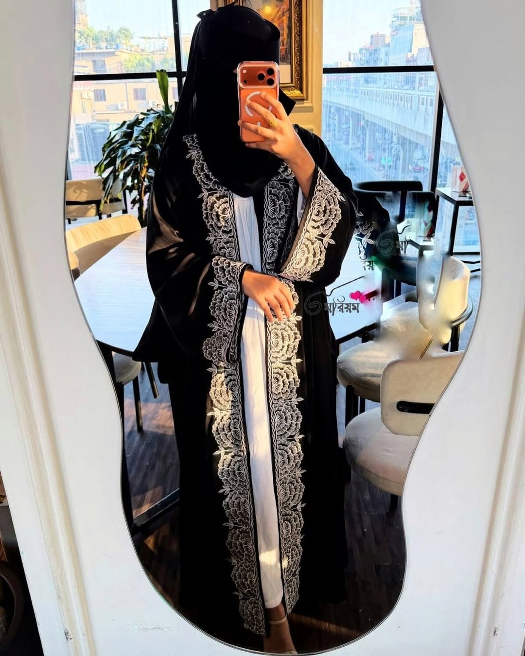 Embroidery Borka Full Set with Koti, Inner and Hijab, 4 Colours
