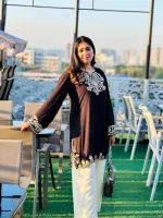 কালো কান্তি কটন টু পিস, গোল্ডেন জরি এমব্রয়ডারি