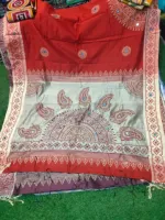 Embroidery Work Dhupian Silk Saree, Block Print, 6 Colour Choices