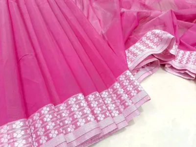 অফিস ও রোজকার জন্য হালকা নকশি পাড়ের শাড়ি, 3 রং