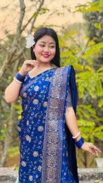 মডার্ন স্কিন প্রিন্ট সিল্ক শাড়ি ও ম্যাচিং ব্লাউজ পিস