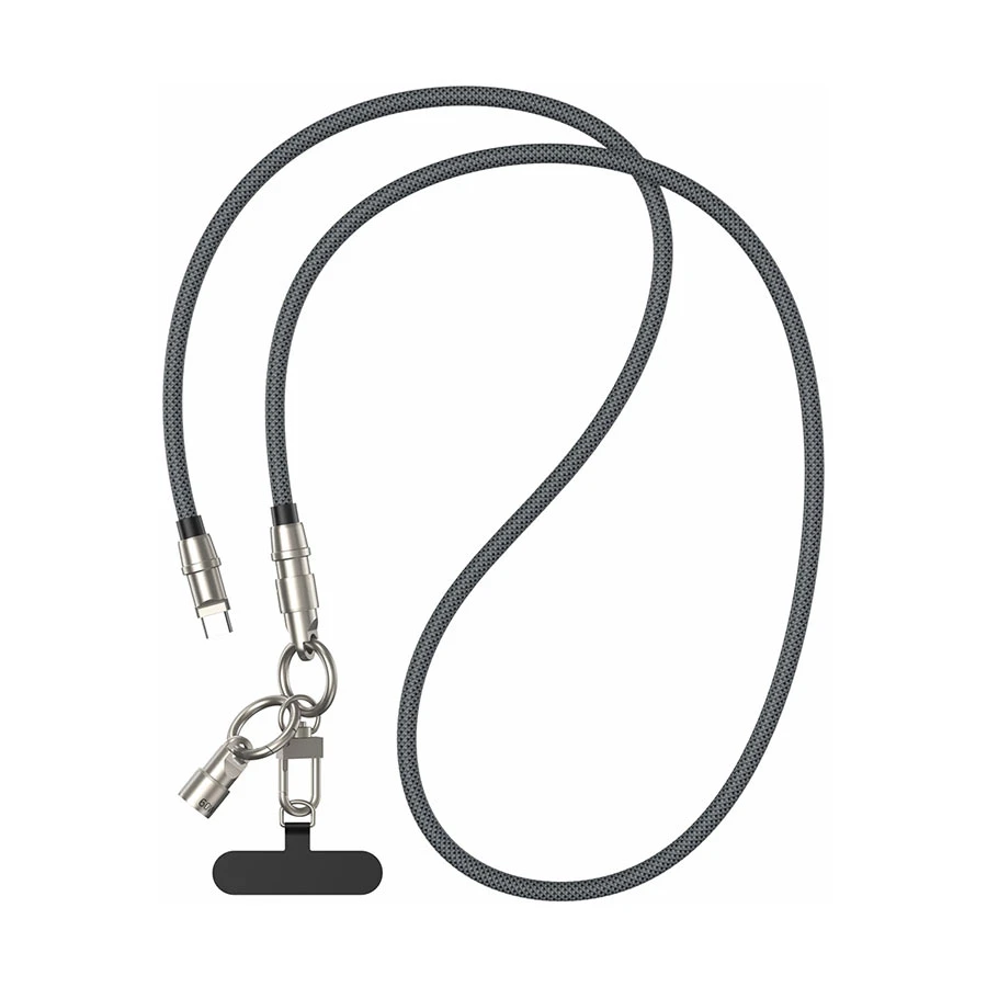 Bwoo BO-X310 60W USB-C to USB-C Cable with Phone Lanyard Dark Gray