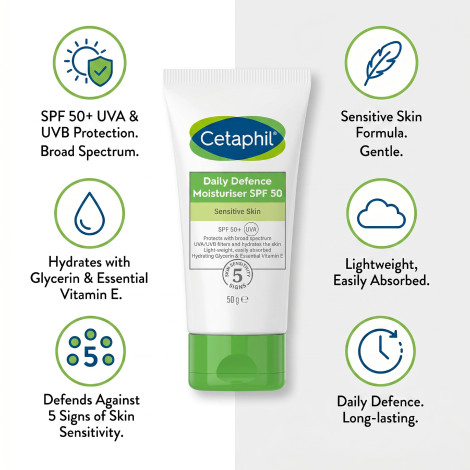 Cetaphil Daily Defence SPF 50 Plus ময়েশ্চারাইজার 50g