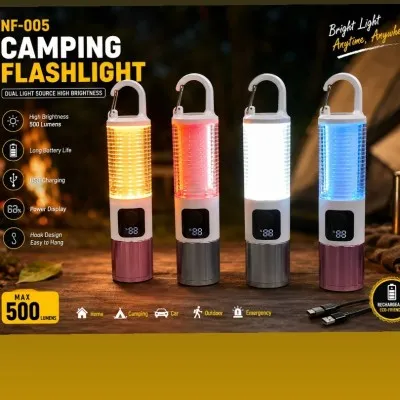 ক্যাম্পিং ফ্ল্যাশলাইট 500 লুমেন, USB রিচার্জেবল
