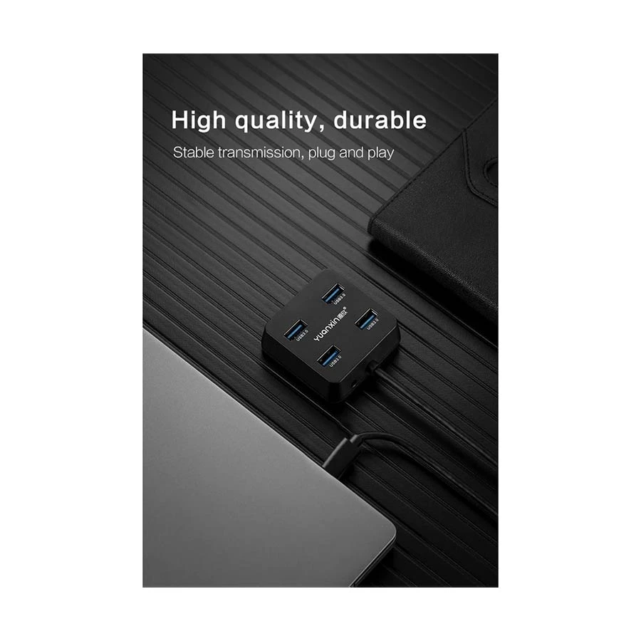 Yuanxin X-3205T USB-C to Quad USB Hub, Black