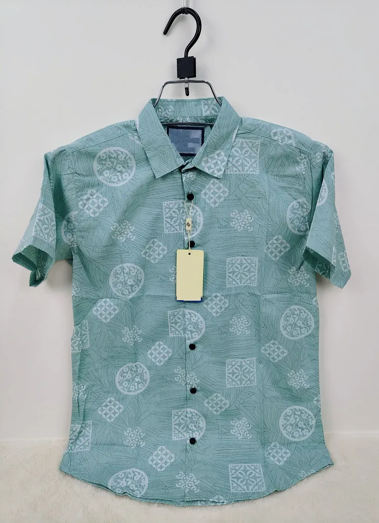 Men's Half Sleeve Print Shirt in Pure Cotton, Slim Fit, 6 Colours