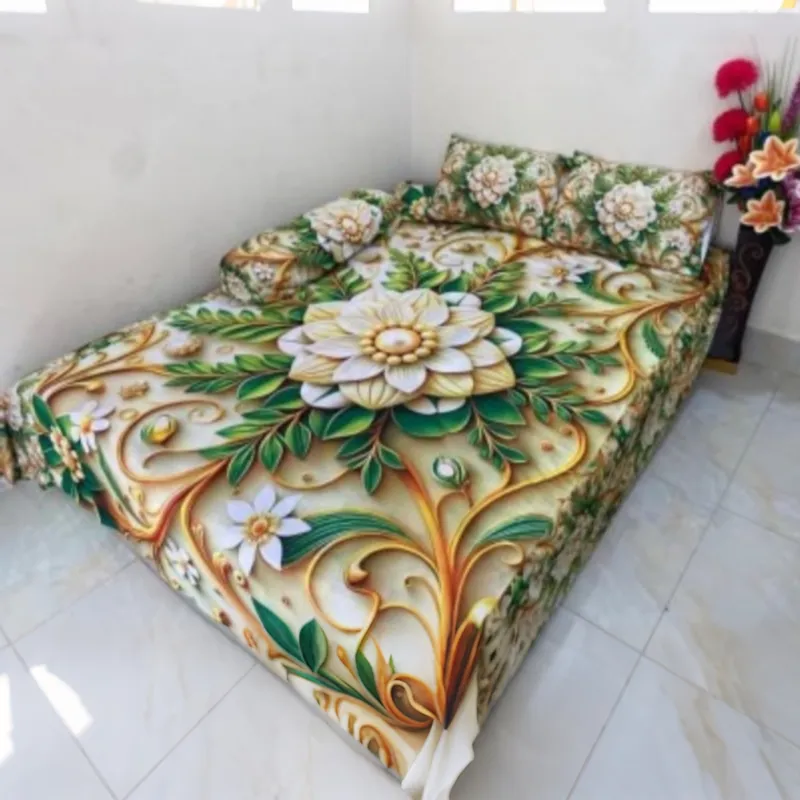 3D ডিজাইন বেডশিট ফুল সেট – নরম ভেলভেট কাপড়