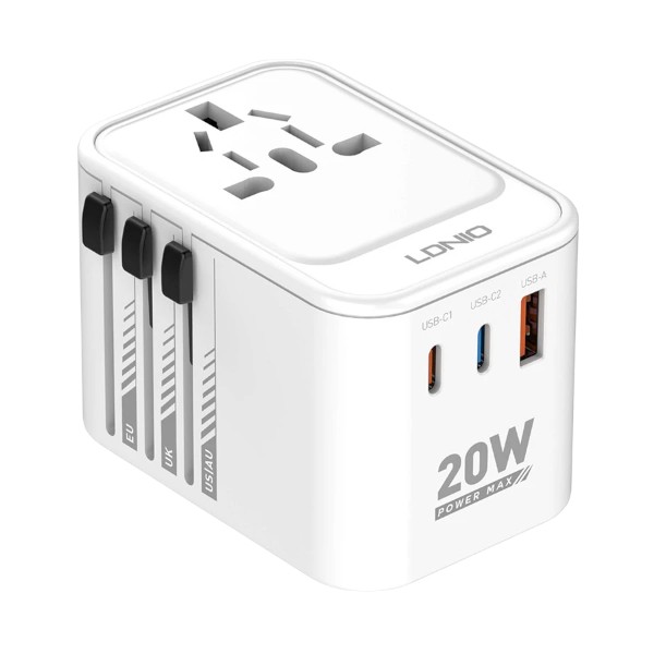 Ldnio Z9 20W GaN USB & ডুয়াল USB-C ইউনিভার্সাল ট্র্যাভেল চার্জার