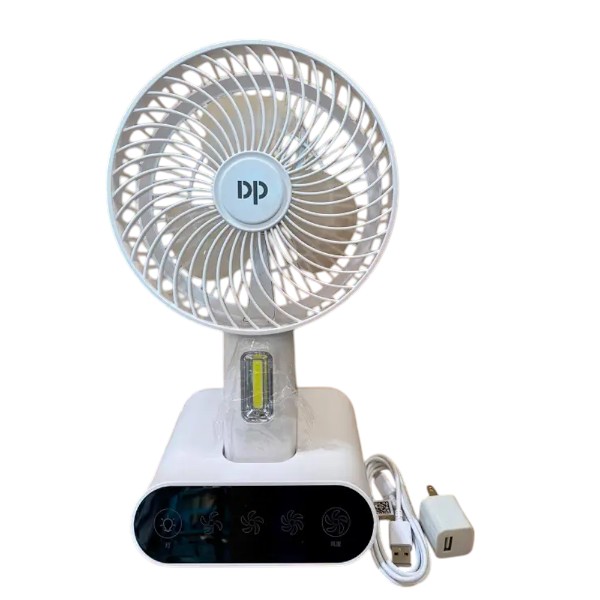DP 7624 রিচার্জেবল পোর্টেবল USB টেবিল ফ্যান উইথ ইন-বিল্ট এলইডি লাইট