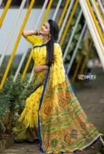 Half Silk Saree with Screen Print Work, 6 Colours