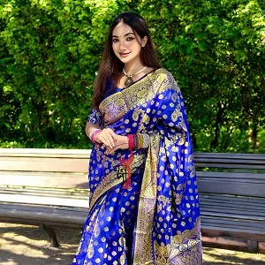 ভারী জরি কাজের সিল্ক কাতান শাড়ি