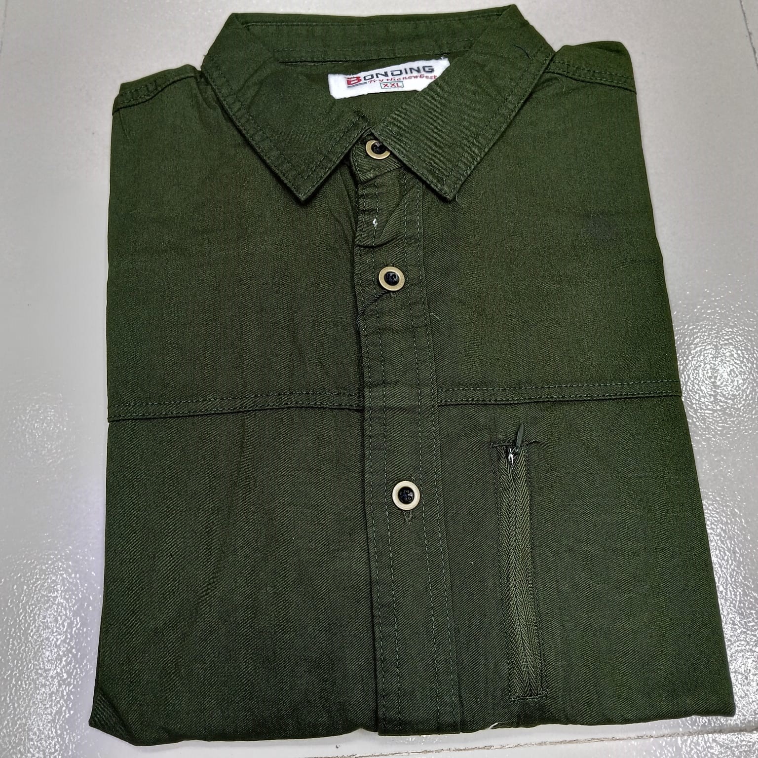 Kaiser কটন স্টাইলিশ ফুল হাতা শার্ট (অলিভ)