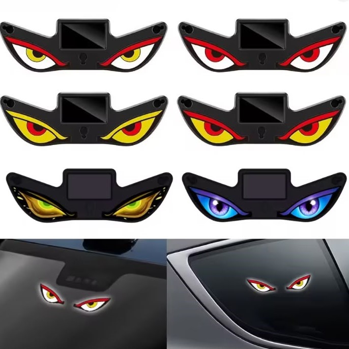 Solar Devil Eyes LED কার/বাইক উইন্ডো লাইট - মোশন সেন্সর ও USB-C চার্জিং