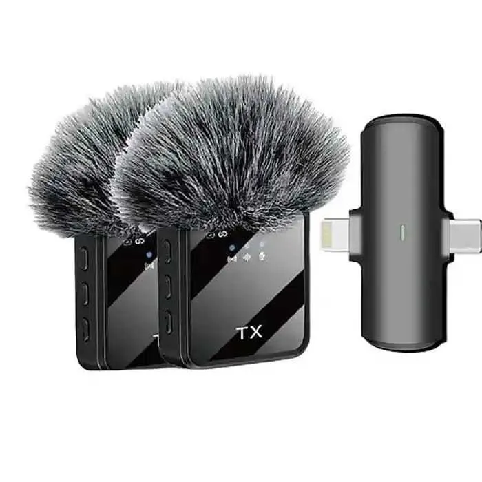 F15-2 2-in-1 ওয়্যারলেস ল্যাভালিয়ার মাইক্রোফোন (Type-C + iPhone)