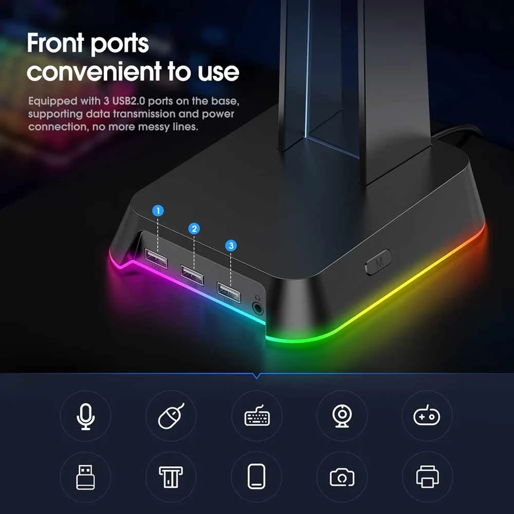 ONIKUMA ST-2 RGB Black Gaming Headphone Stand