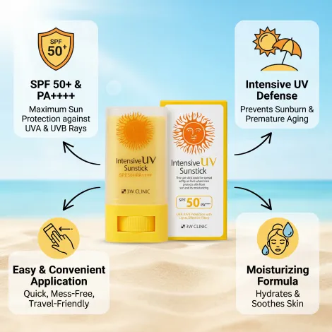 3W Clinic ইনটেনসিভ UV সান স্টিক SPF50+ PA++++ 20g