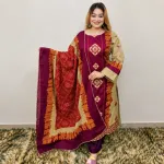 আনস্টিচড বাটিক ও বান্ধেজ প্রিন্টেড কটন থ্রি-পিস