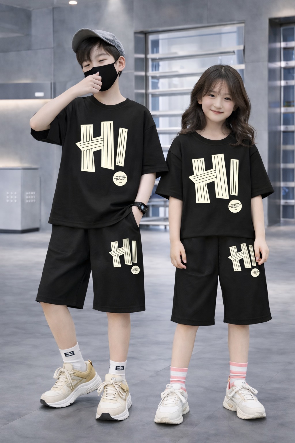 Kids' Drop Shoulder Tee and Drawstring Pant Set, DTF Print