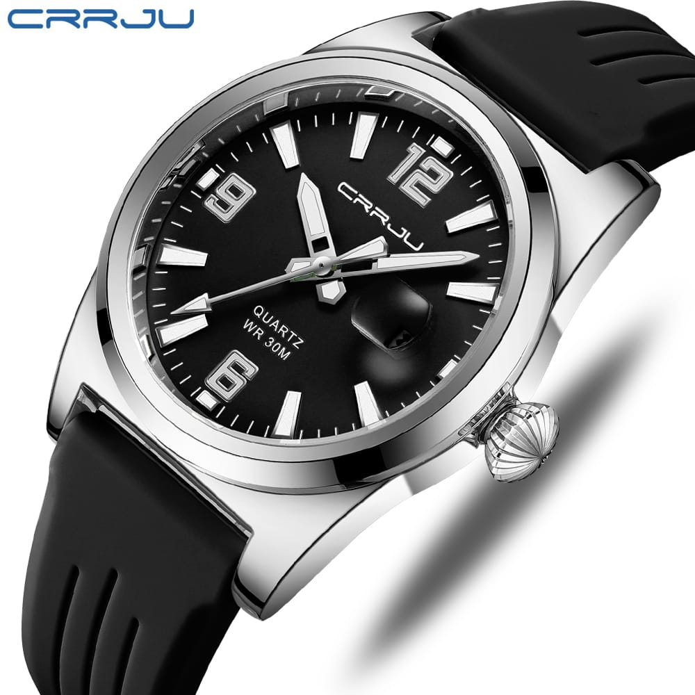 CRRJU 2025 ওয়াটারপ্রুফ ডিজিটাল ঘড়ি (কালো)
