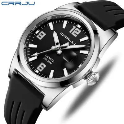 CRRJU 2025 ওয়াটারপ্রুফ ডিজিটাল ঘড়ি (কালো)