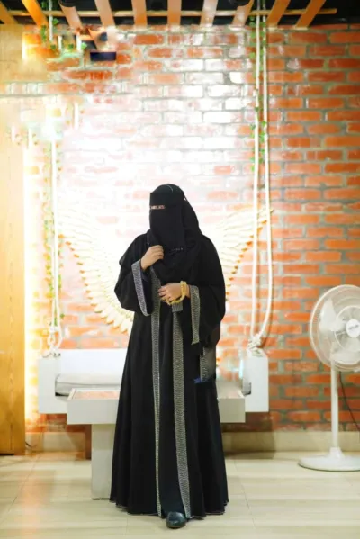 Stone Work Borka with Attached Koti and Hijab, Body 36 to 46