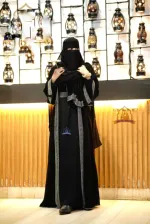 Stone Work Borka with Attached Koti and Hijab, Body 36 to 46
