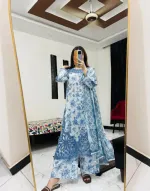 মেয়েদের পিওর কটন এমব্রয়ডারি থ্রি-পিস, 6টি রঙ