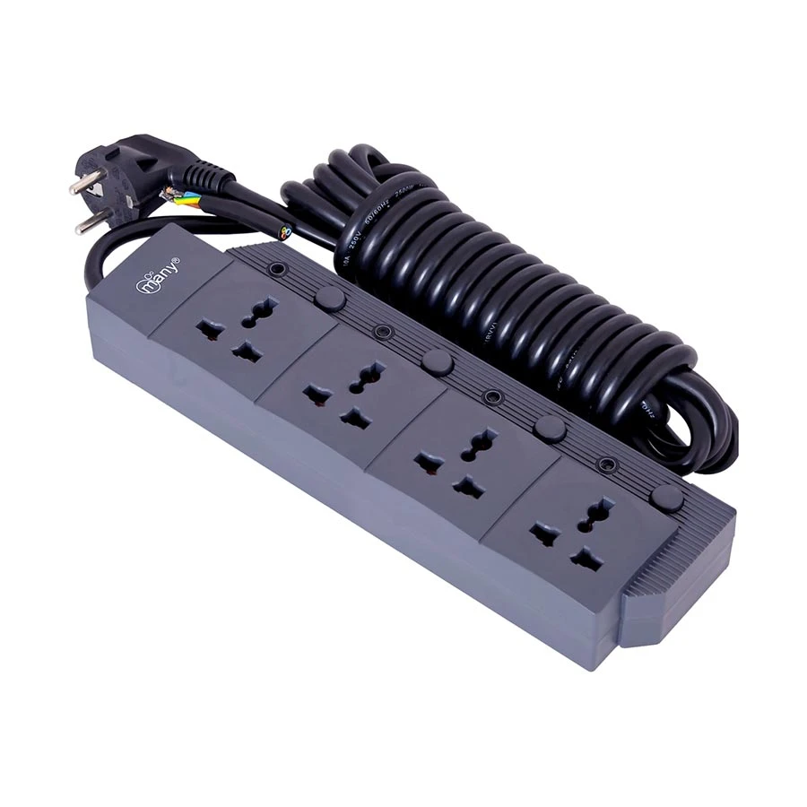 Many MTS-2040 2 Pin 4 Port Power Strip 3 Meter Black