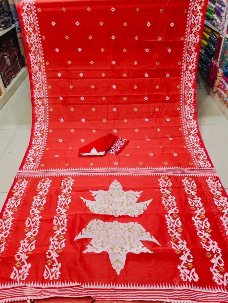 Half Silk Screen Print Saree with Blouse, 6 Colours