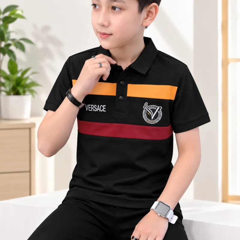 Kids' Embroidered Polo Shirt with Cup Collar, 3 to 10 Years