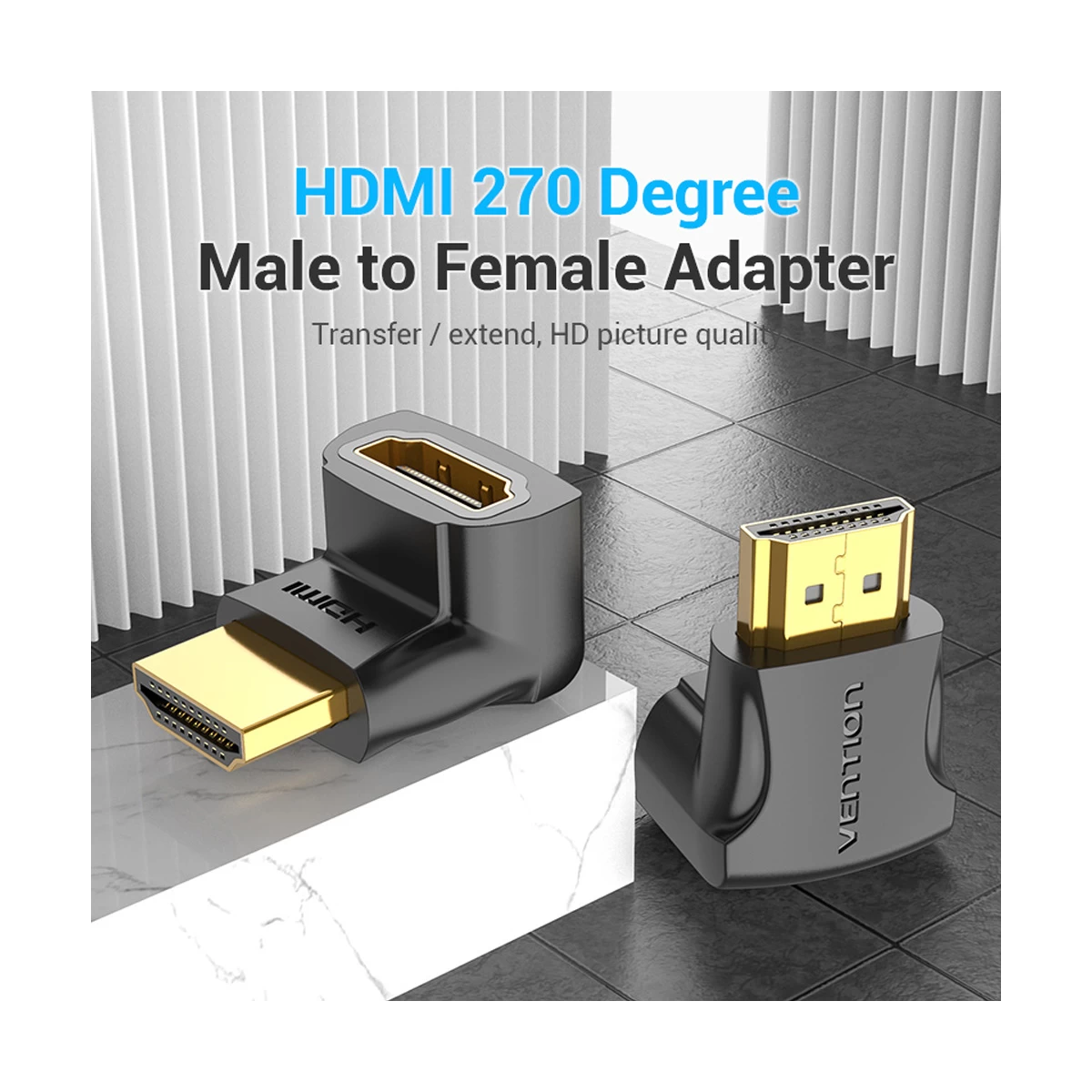 Vention AINB0 HDMI Male to Female 270 Degree Converter Black