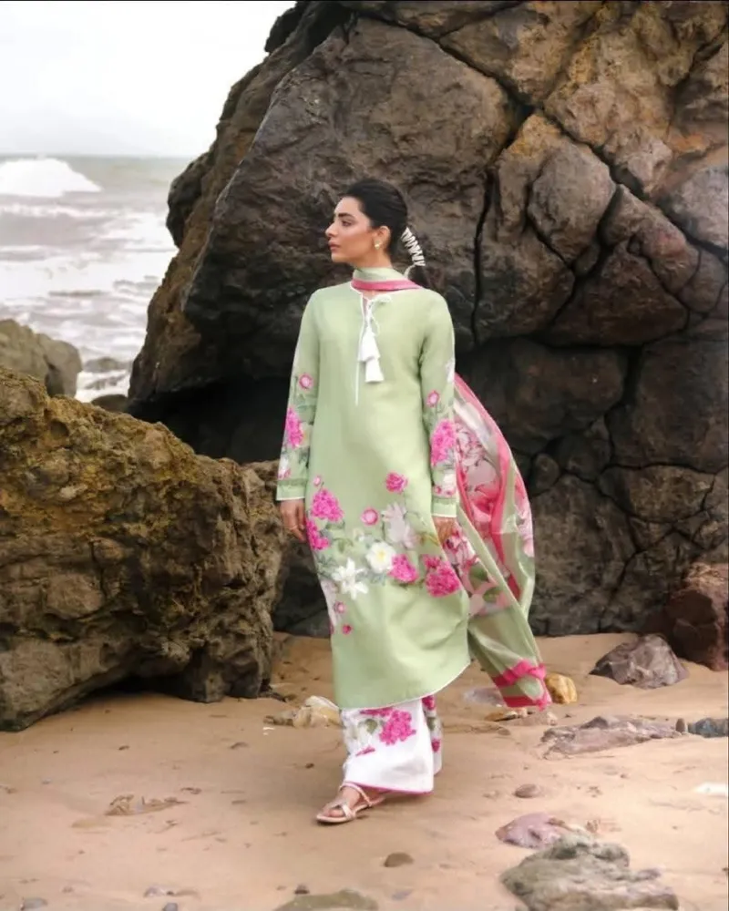 মেয়েদের কটন সিল্ক থ্রি পিস, সিল্ক জর্জেট ওড়না, 5 রং