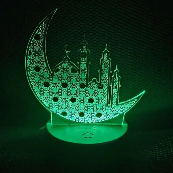GearUP অ্যাক্রিলিক মাল্টিকালার নাইট ল্যাম্প (Ramadan Mubarak) – সাদা বেস