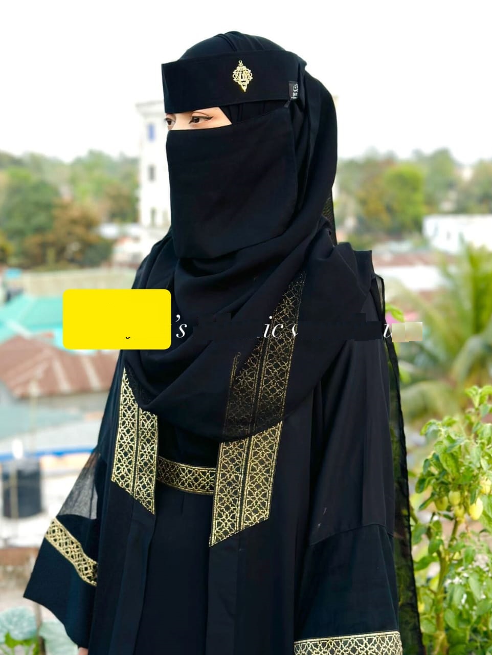 Jannat Embroidery Abaya with Koti, Hijab and Nikab
