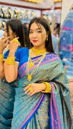 হালকা কাঞ্জিভরম সিল্ক শাড়ি, রানিং ব্লাউজসহ, 6 রং