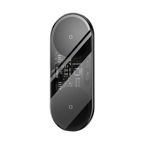 বেসাস ডিজিটাল এলইডি ডিসপ্লে ২-ইন-১ WXSX010101 ১৫ওয়াট ওয়্যারলেস ব্ল্যাক চার্জার