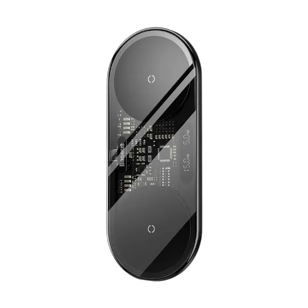 Baseus ডিজিটাল LED ডিসপ্লে 2-in-1 WXSX010101 15W ওয়্যারলেস চার্জার (কালো)