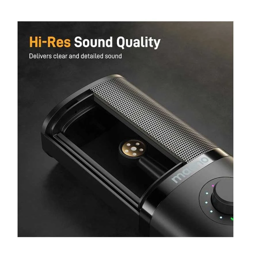 Maono PM450S RGB Black Condenser Podcast Microphone with Boom Arm