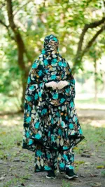 Women's Linen Khimar Set with Niqab and Palazzo